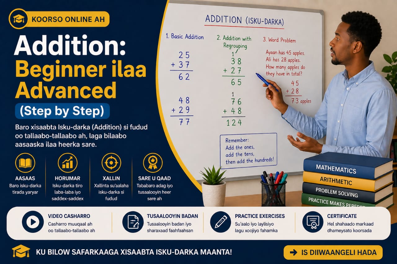 Addition : beginner ilaa advanced (step by step )